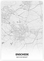Enschede plattegrond - A4 poster - Tekening stijl