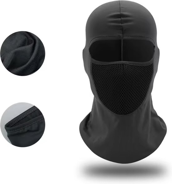 CHPN - Helmmuts - Scootermuts - Motormuts - Bivakmuts - Bivak muts - Muts - Gezichtsmuts - Zwart - One Size - Elastisch - Motor-3 gaats-Face Mask - Balaclava - Universeel