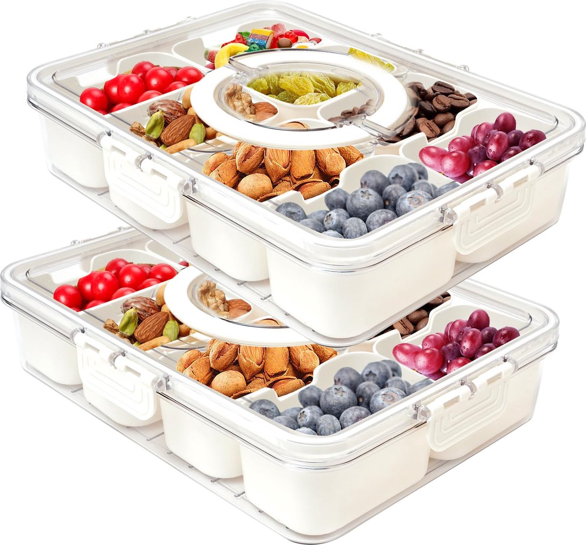 La'Moussawi ® Multifunctionele Snackbox Set met Uitneembare Vakken en Deksel voor Kinderen en Volwassenen