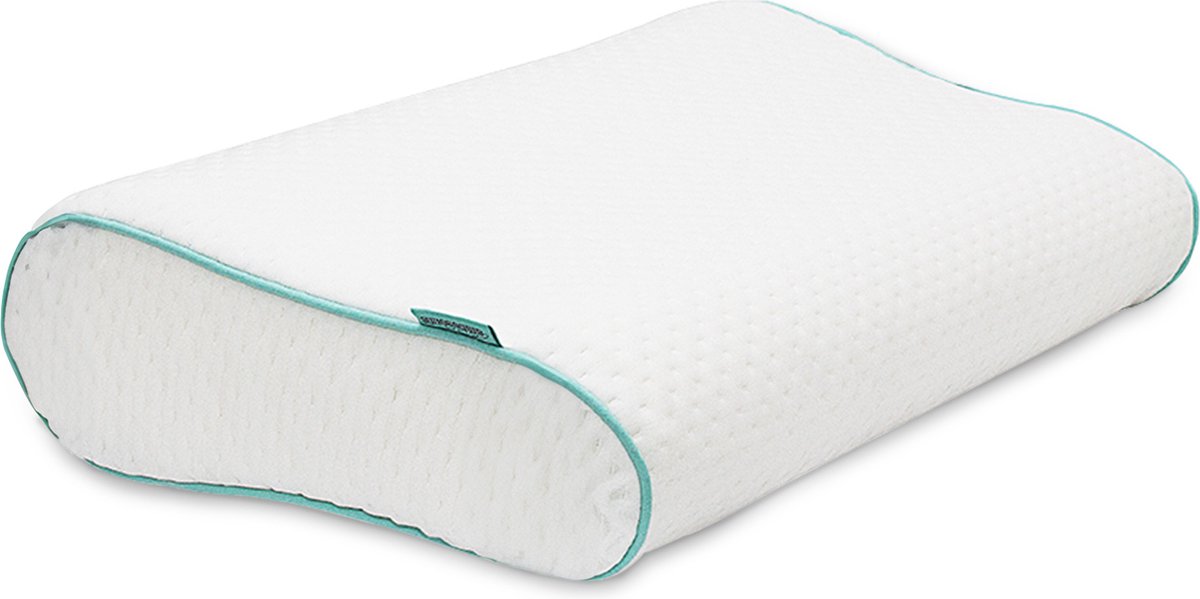 New Bed Visco-Elastisch Traagschuim Hoofdkussen 38x59 cm – Ergonomisch Nek- en Schouderkussen – Dubbele Hoogte 8 & 10 cm – Koelend & Ademend – Voor Rug- en Zijslapers