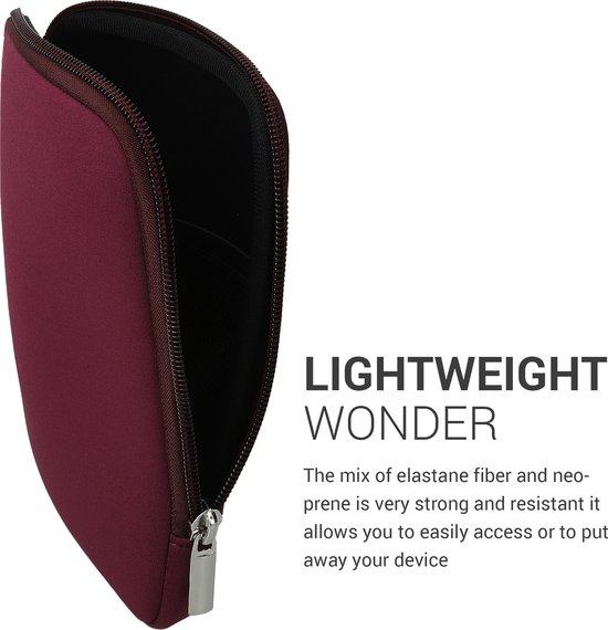 kwmobile Neoprene e-Reader Pouch Size 6" eReader - Universal eBook Sleeve Case with Zipper - Berry van kwmobile — afbeelding 5