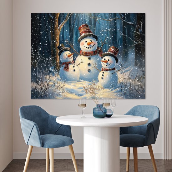 Affiche 120x90 cm - Bonhomme de neige - Neige - Hiver - Forêt - Posters - Décoration chambre - Décoration murale salon - Décoration murale chambre