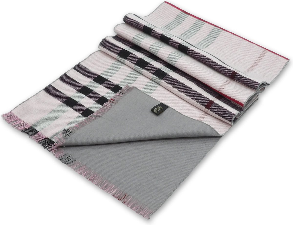 Zijden Comfort Sjaal Partille - Geborstelde Zijde - 180 x 30 cm - Ruitpatroon - 100% Zijde
