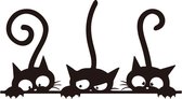 Muursticker - drie kittens - Muur decoratie - voor Badkamer toilet badkamer woonkamer slaapkamer - zwart - 30*20cm - PVC