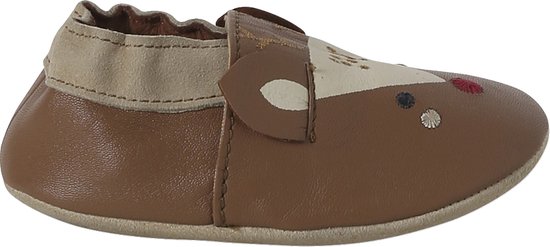 Elastische leren babyschoentjes in soepel leer Rendier bruin