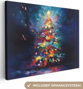Canvas schilderij 80x60 cm - Wanddecoratie Kerstboom - Kerst - Abstract - Kleurrijk - Muurdecoratie woonkamer - Slaapkamer decoratie - Kamer accessoires - Schilderijen op canvas - Kerstdecoratie voor binnen - Kerstversiering - Kerstmis versiering
