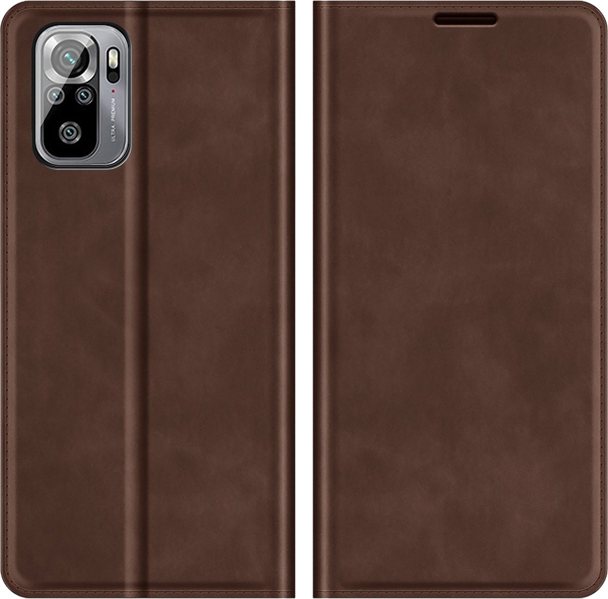 Cazy hoesje geschikt voor Poco M5s - Hoesje met Pasjeshouder - Luxe Book Case - Bruin