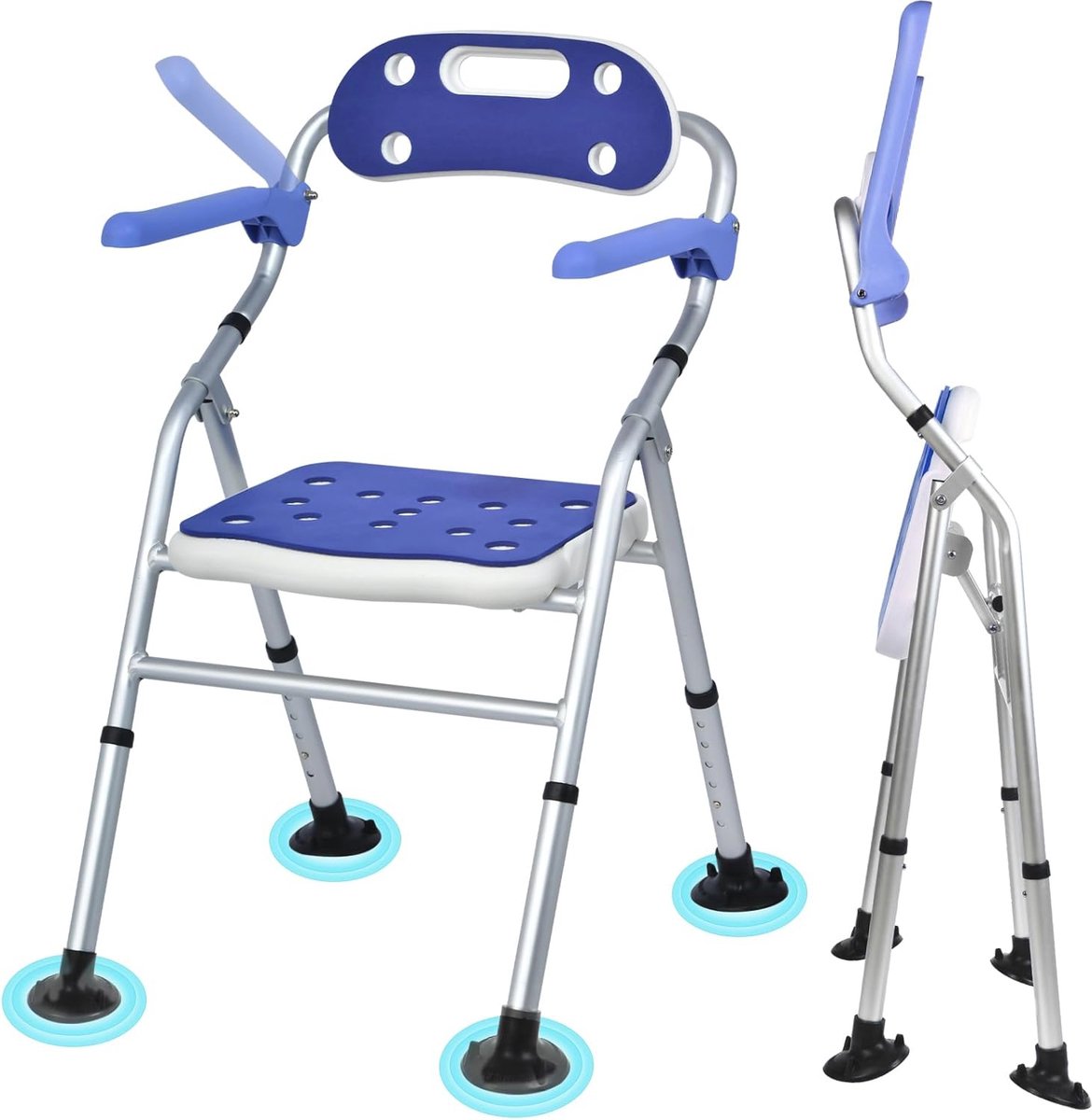 Goedkoopste Opvouwbare douchestoel met armleuningen en hoogteverstelling voor ouderen en gehandicapten