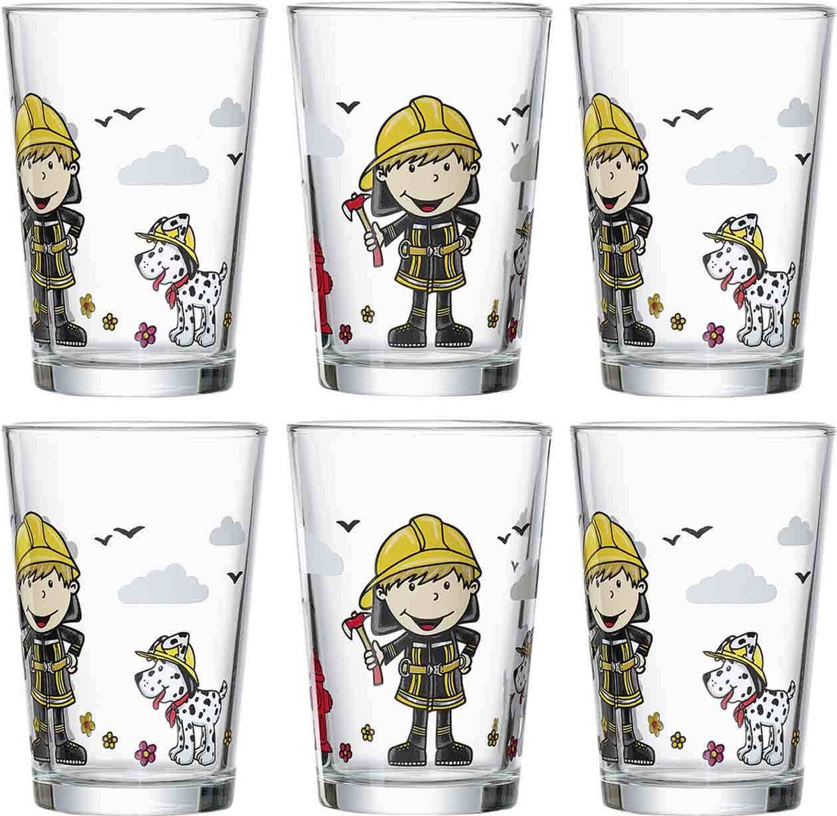 Kindergläser Feuerwehrmann Bernie 205 ml Set van 6