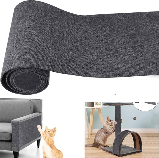 Krasbescherming bank kat - anti-krasfolie voor katten, 40 x 200 cm, zelfklevende naald, gestanste vliesdeken, beschermende bank, muursticker, krabmat kat, krabkarton voor katten (Gebroken wit