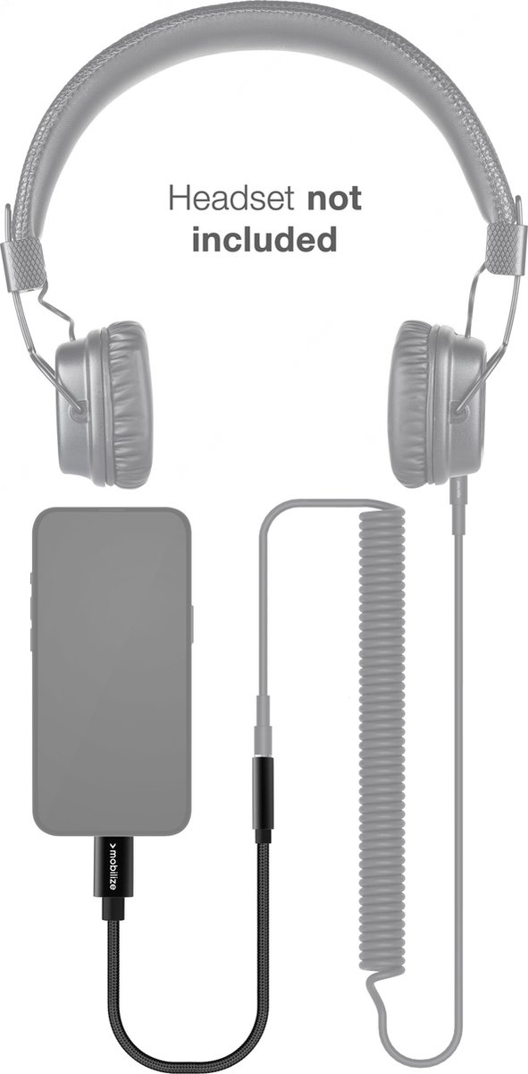 Mobilize USB-C naar AUX 3.5mm Kabel 0.15 Meter - Zwart