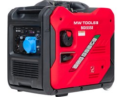 Geluidsarme benzine inverter generator 5,5 kW 230 V, met elektrische start en ATS contact. MW Tools BGI55SE