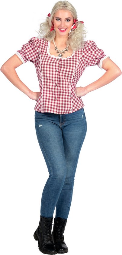 Tiroler Blouse Bordeaux Dames Lilly - Maat 44
