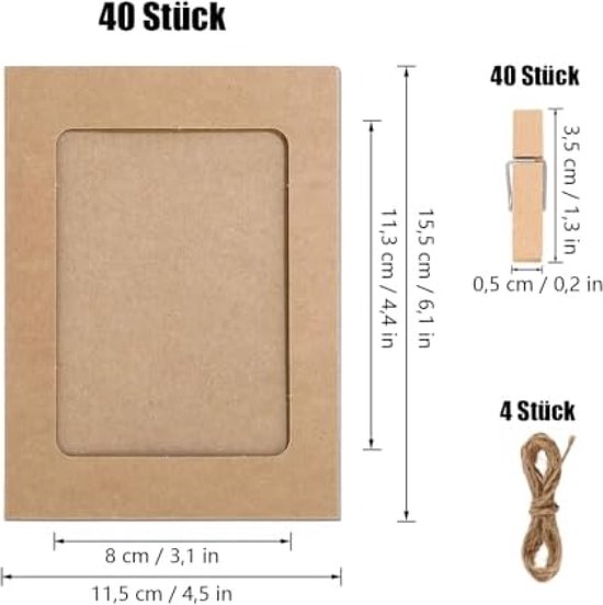 Papieren Fotolijst, 20 stuks, doe-het-zelf, kraftpapier