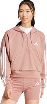 adidas Sportswear Essentials 3-Stripes French Terry Hoodie met Korte Rits - Dames - Roze- L