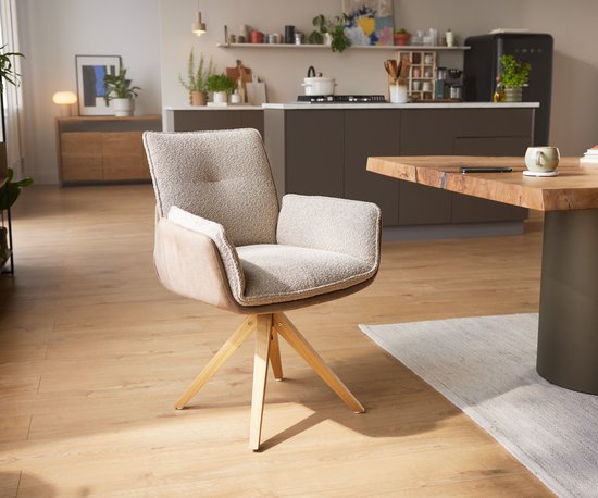 Chaise pivotante Nela - Structure en bois Flex , angulaire, mélange de matériaux naturels, boue, rotatif à 180°