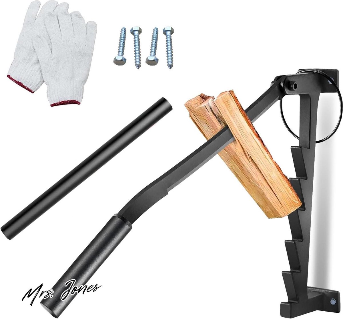 Bol.com Mrs. Jones Handmatige houtsplijter - praktische efficiënte brandhoutkliever met koolstofstaal - afneembare handgrepen - ... aanbieding