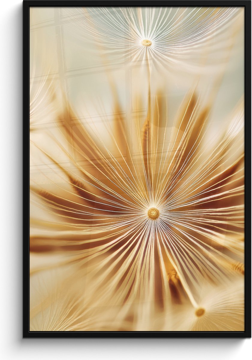 FrameYourWall Poster in lijst - Fotolijst 80x120 cm - Posters - Paardenbloem - Beige - Abstract - Modern - Natuur - Posterlijst zwart - Decoratie - Wanddecoratie woonkamer - Muurdecoratie slaapkamer Paardenbloem - Abstract