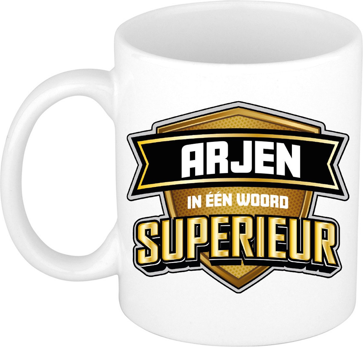 Bellatio Decorations Naam mok Arjen - wit - Superieur - keramiek - 300 ml - collega beker - cadeau