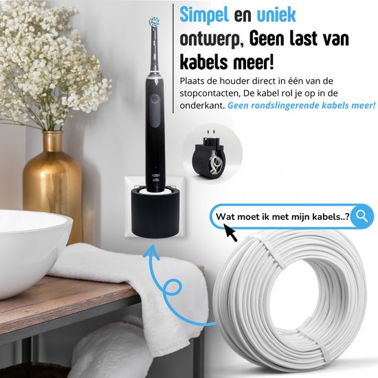 Standaard/houder elektrische tandenborstel voor 5, 4, 3, 2, 1 Braun Oral B elektrische tandenborstels wit, zwart en marmereffect - België