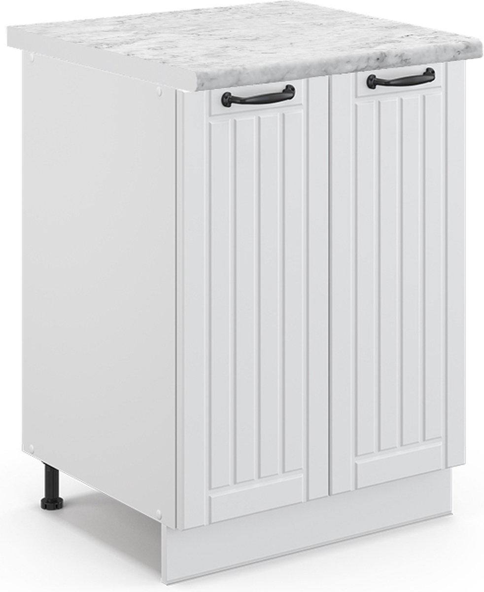 Vicco Fame-Line Keukenonderkast – 60 cm, WB Marmer Wit Landhuis