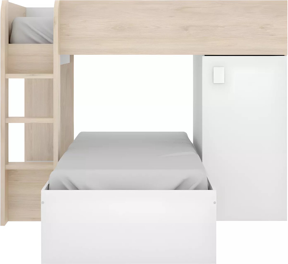Vente-unique Stapelbed hout natuurlijk licht, wit 90 x 190 cm