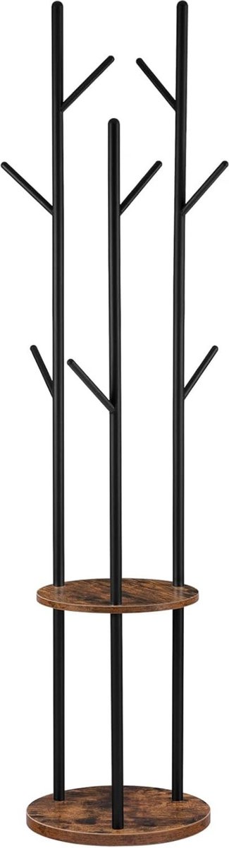 ApexArte® Kapstok Staand - Garderoberek - Kledingrek Haken- Industrieel - Bruin met Zwart