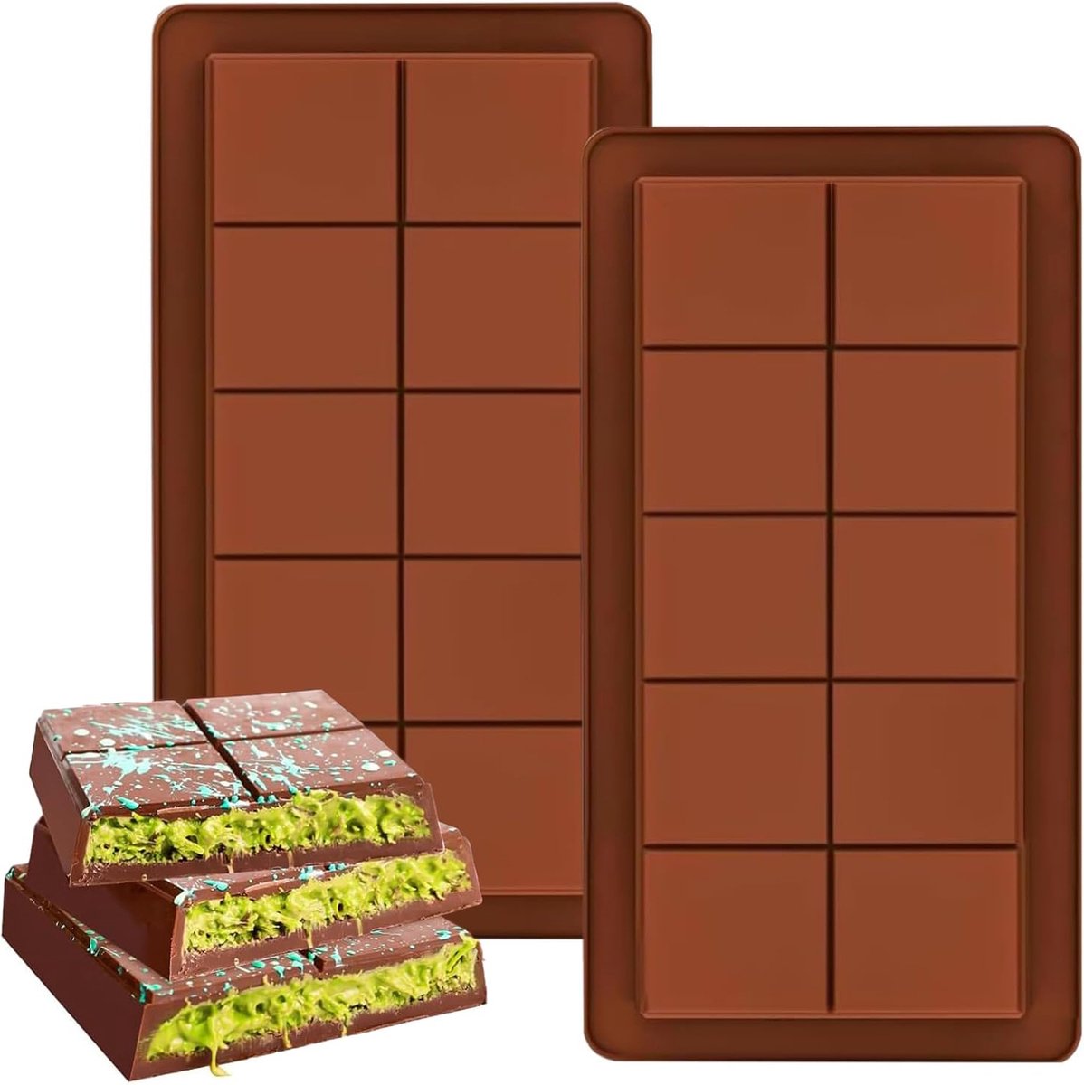 Goodivery ® Siliconen Chocoladevormen Set van Twee voor Creatieve Chocoladerepen en Meer
