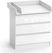 Vicco Emma Commode – 80 x 87 cm met 3 laden Wit/wit hoogglans