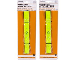 Benson Hardloop reflectie bandje - 2x - met LED lampjes - bovenarm - verkeersveilig sporten