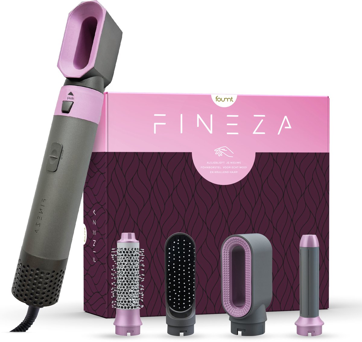 Fineza Airstyler Krultang 5 in 1 Multi Styler - Föhnborstel - Krulborstel - Kort & Lang Haar - Hairwrap - Multistyler - Heteluchtborstel - Hairstyler - Haarstyler - Zilver