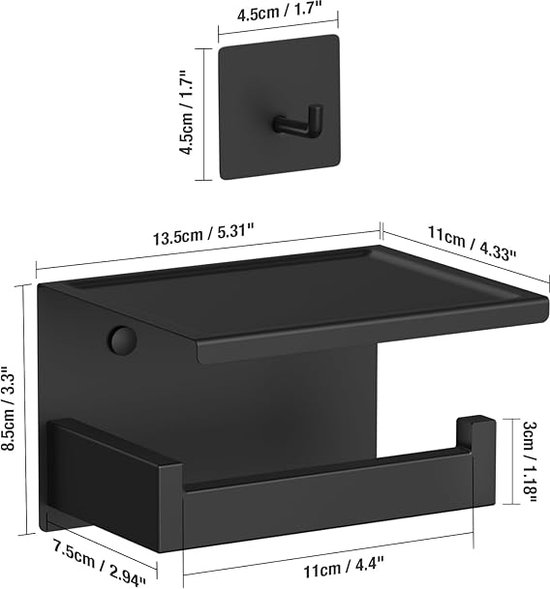 porte-papier toilette - porte-rouleau de papier toilette | Porte-papier hygiénique pour salle de bain Porte-papier hygiénique 14,5 L x 21,6 l cm