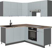 Vicco Fame- Line Cuisine d'angle - 160 x 190 cm, LB Chêne Bleu-gris clair/anthracite, LB Chêne