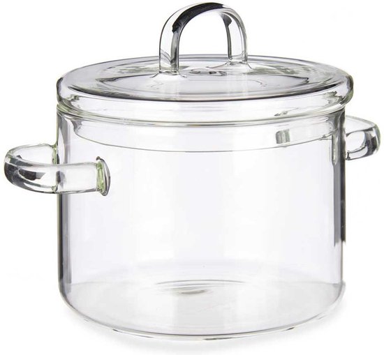 Casserole avec couvercle Verre borosilicaté Transparent (15,4 x 16,8 x 20,5 cm)