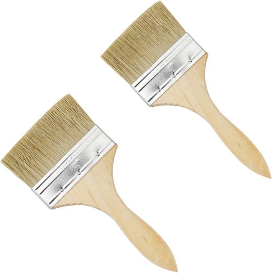 ToolSpace Set met penselen om te schilderen, 3 platte borstels 8/19/36 mm en een ronde borstel van 25 mm, natuurlijke borstelkwast voor doe-het-zelvers, wand en meubelschilders, doe-het-zelfuitrusting