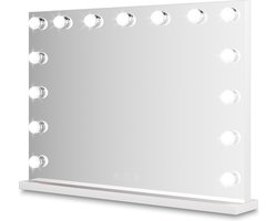 Bayt Spiegel met Verlichting - Make Up Spiegel met Verlichting - Hollywood Spiegel met verlichting - Dimbaar - 58x46cm - Wit Bayt Spiegel met Verlichting - Make Up Spiegel met Verlichting - Hollywood Spiegel met verlichting - Dimbaar - 58x46cm - Wit