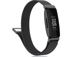 Stravo Luxe Milanese bandje - Zwart - geschikt voor Fitbit Inspire/HR/2 - RVS Milanees - Large