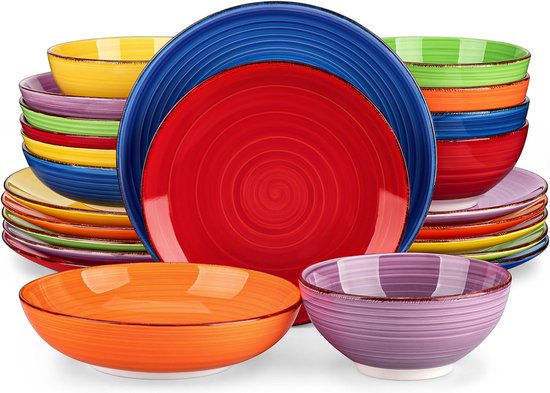 VEWEET ANNIE 36-delig tafelservies, porselein, 12 platte borden 24,7 cm