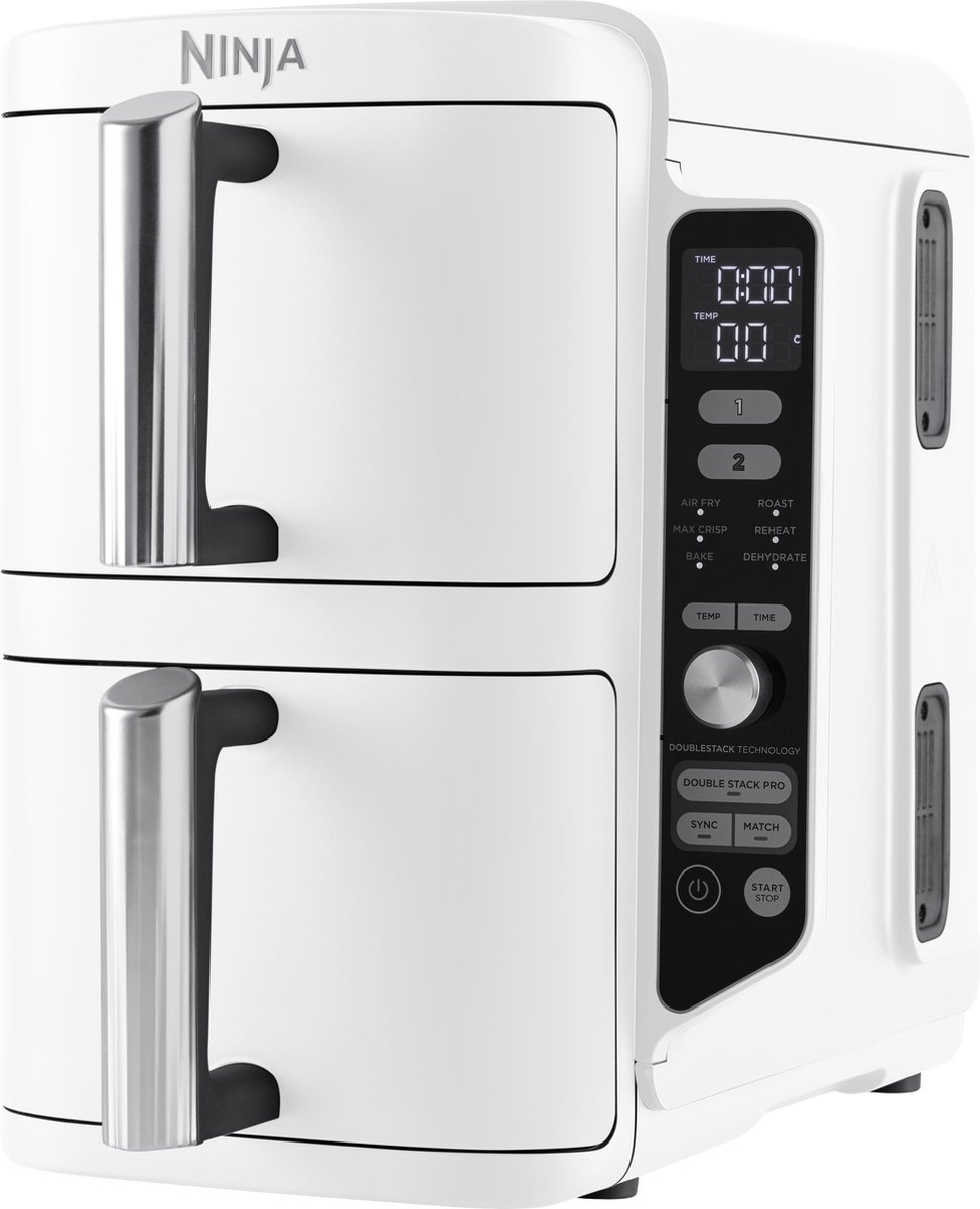 Afbeelding 2 van Ninja Double Stack Airfryer XXL - 9.5 Liter - Dubbele Gestapelde Lades - 6 Programma's - Inclusief Kookrekjes - Wit - SL400EUWH