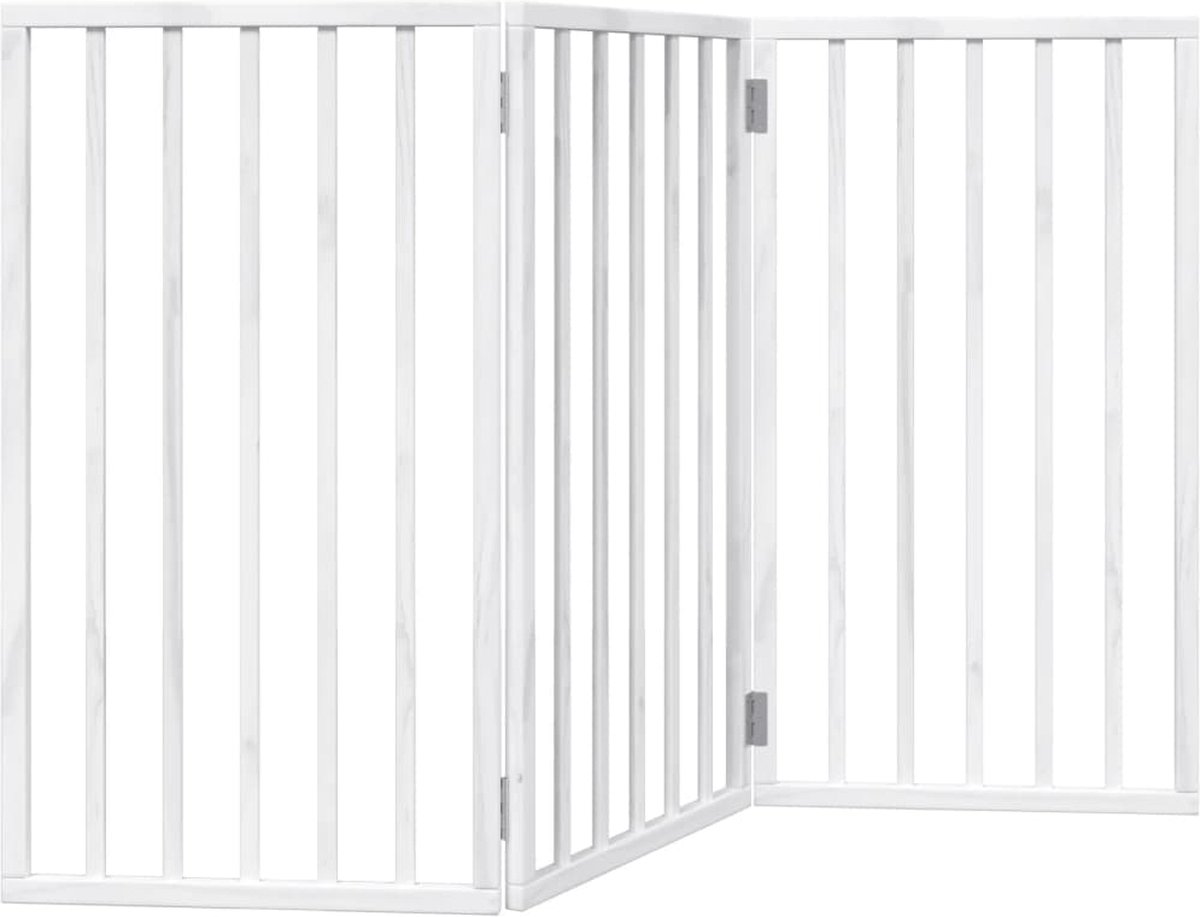 Bol.com vidaXL - Hondenhek - opvouwbaar - 3 - panelen - wit - 150 - cm - populierenhout aanbieding
