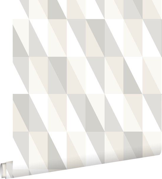 ESTAhome papier peint triangles graphiques argent et gris - 138922