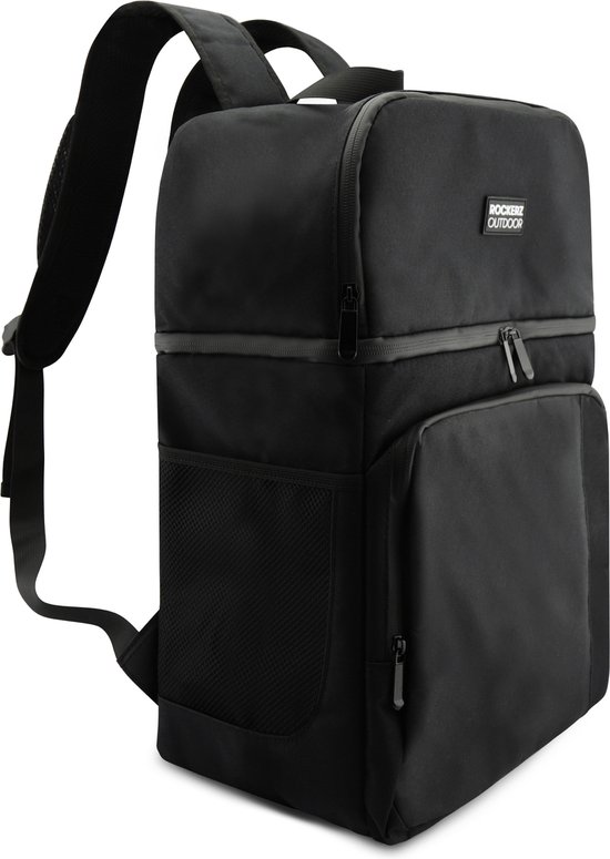 Rockerz Koeltas rugzak - 4 laags geïsoleerde - Incl. 4 koelelementen - 28 liter - Lunchtas - Picknicktas - Capaciteit voor 40x 33 cl blikken of 25x 33 cl flesjes - Slijtvast en duurzaam materiaal - Waterdicht en vuilafstotend - Kleur: Zwart van Rockerz. — afbeelding 2