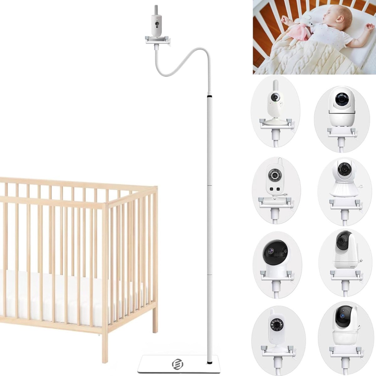 Babyfoonhouder - Babyfoon Houder - Camera Houder - Babyfoon Standaard Zwanenhals Babyfoonhouder Universeel Babyfoon Statief Flexibel
