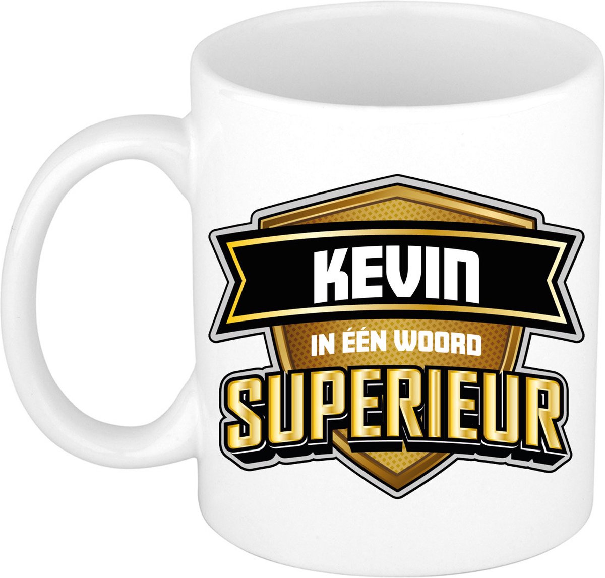 Bellatio Decorations Naam mok Kevin - wit - Superieur - keramiek - 300 ml - collega beker - cadeau