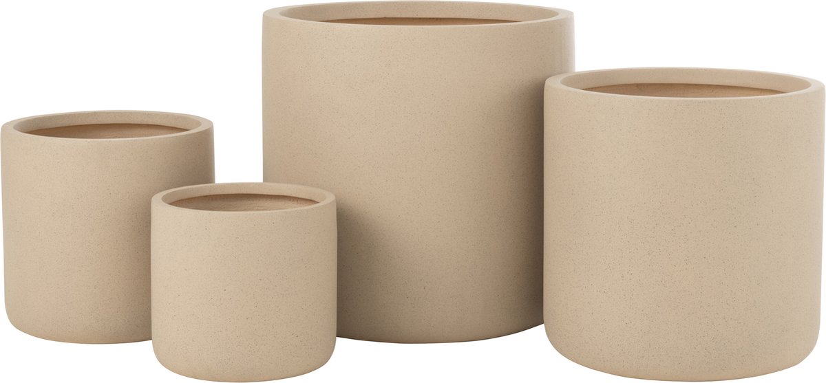 J-Line bloempot Dune - keramiek - wit - set van 4