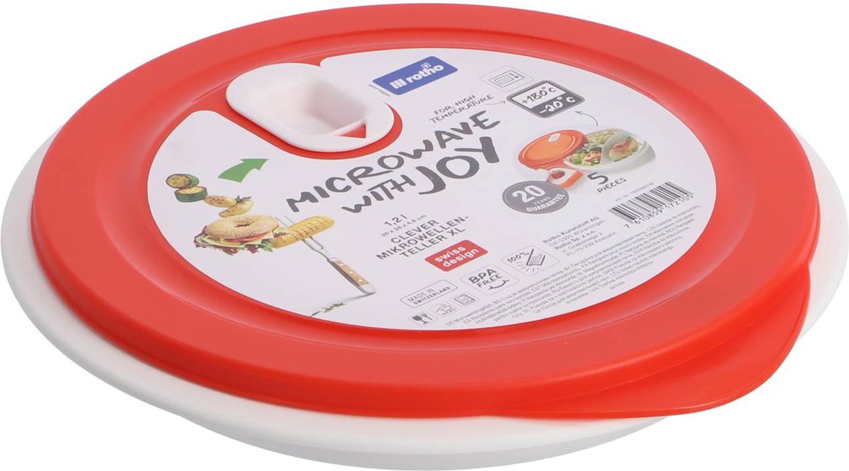 Rotho Clever magnetronbord diep - 1 .2 liter met 3 vakken - papaya rood