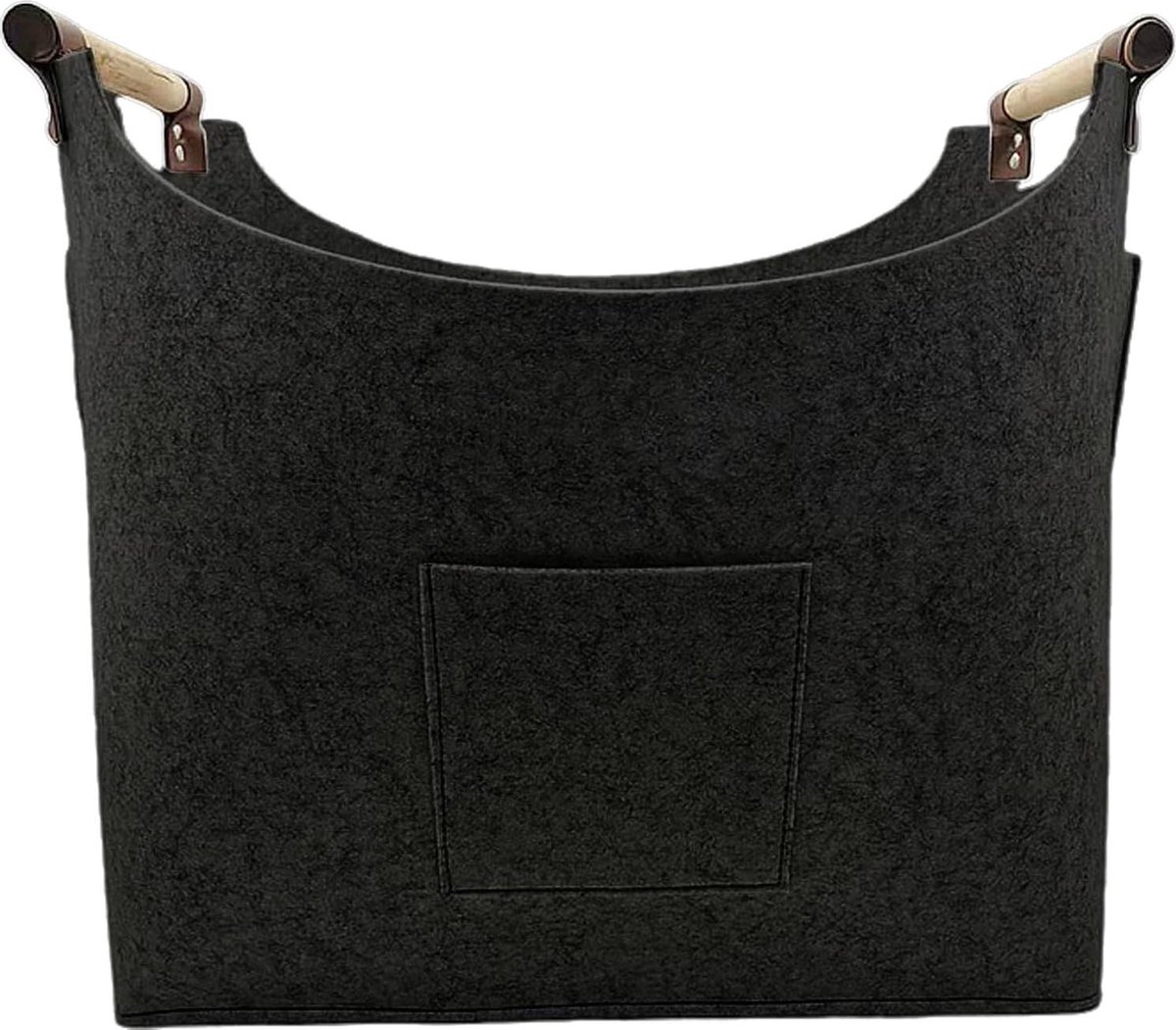 Tas voor open haard houten boomzak 45 x 32 x 40 cm - Houten mand voor open haard - Speelgoed zwart