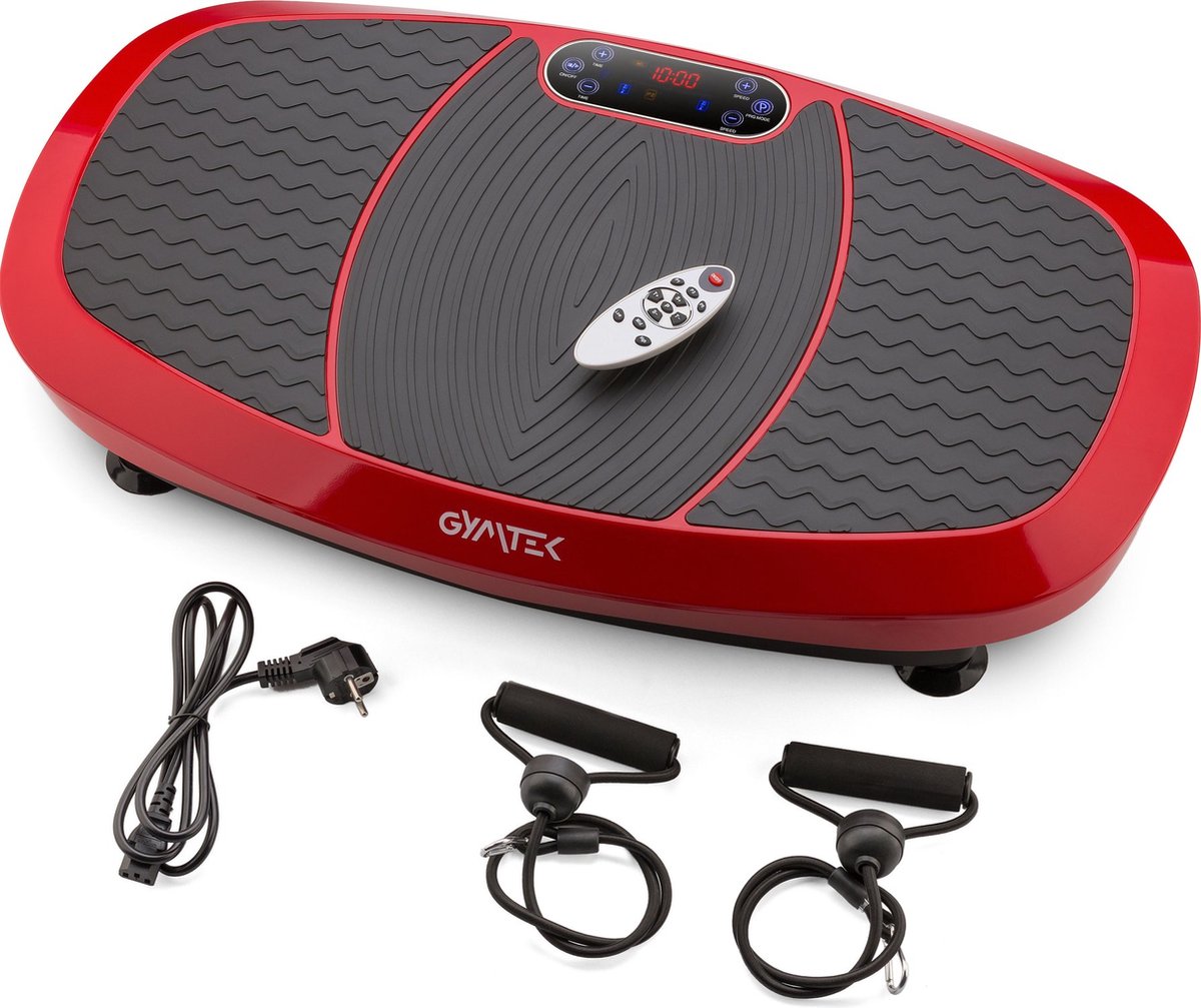 Gymtek® Trilplaat P750 met Weerstandsbanden - tot 180kg - 5 Trainingsprogramma's, 3 Niveaus - 2 Uitbreidingsbanden - Bluetooth - Afstandsbediening - LCD - Luidspreker