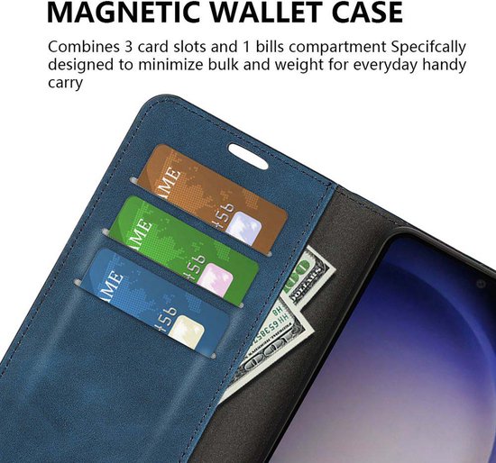 Coque Samsung Galaxy S24 - Bookcase portefeuille de Luxe (fermeture magnétique) - Zwart - Étui de téléphone portable - Étui de téléphone adapté pour Samsung Galaxy S24