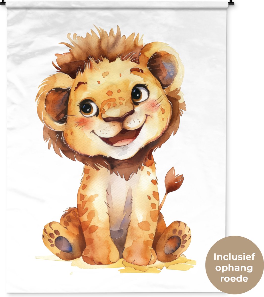 Wandkleed 150x200 cm - Wanddoek Leeuw - Baby dier - Wandtapijt - Wandkleden